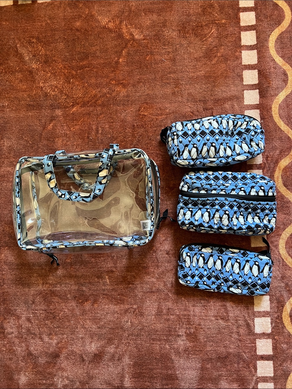 Vera Bradley Penguin Clear Tote with Matching Cosmetic Bags